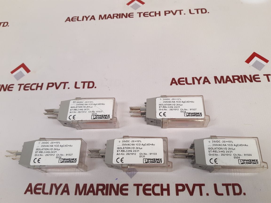 Lot Of 5X Phoenix Contact 2821012 Relay Connector St-rel3-hg 24/21