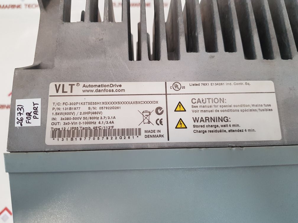 Danfoss 131b1977 inverter fc-302p1k5t5e55h1xgxxxxsxxxxaxbxcxxxxdx