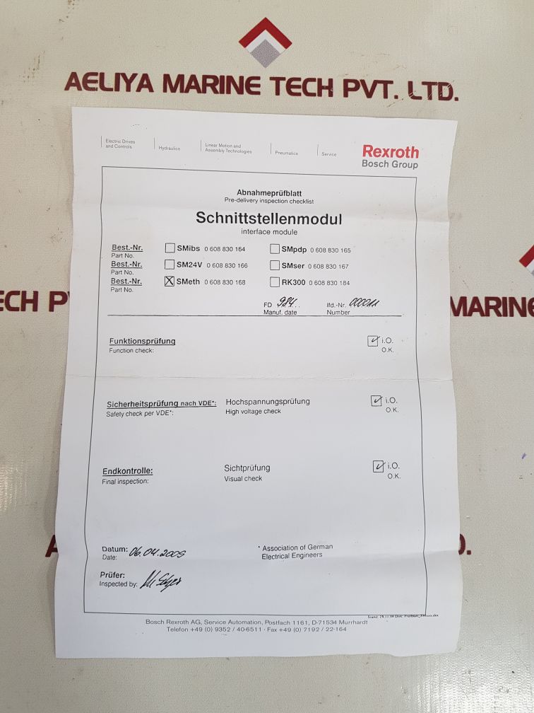 Rexroth 3 608 860 258 ethernet modul hw-version 2.1