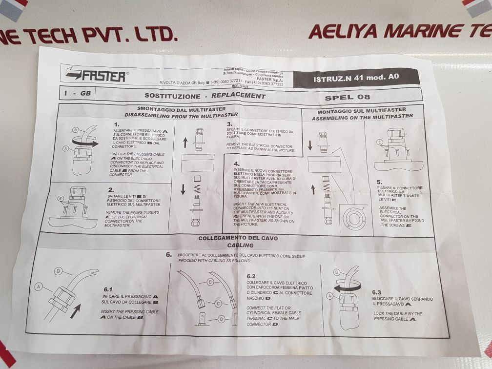 Faster Spel 08 Electrical Connections X Fixed Part Kit