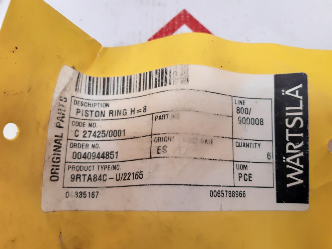 Set Of 6X Wartsila 9Rta84C-u/22165 Piston Ring H=8