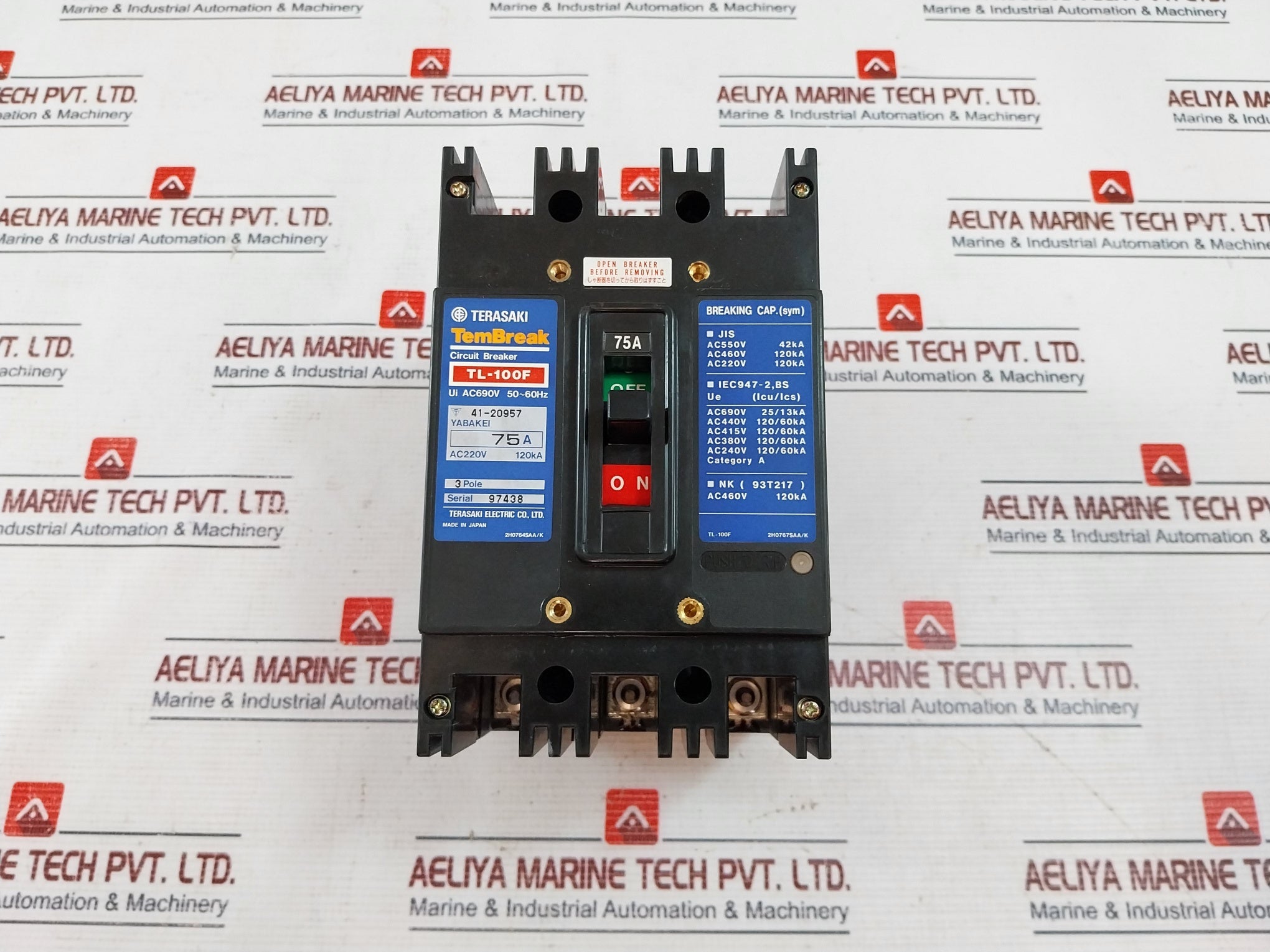 Terasaki Tl-100F Current Limiting Circuit Breaker 3 Pole 75A Ac690V