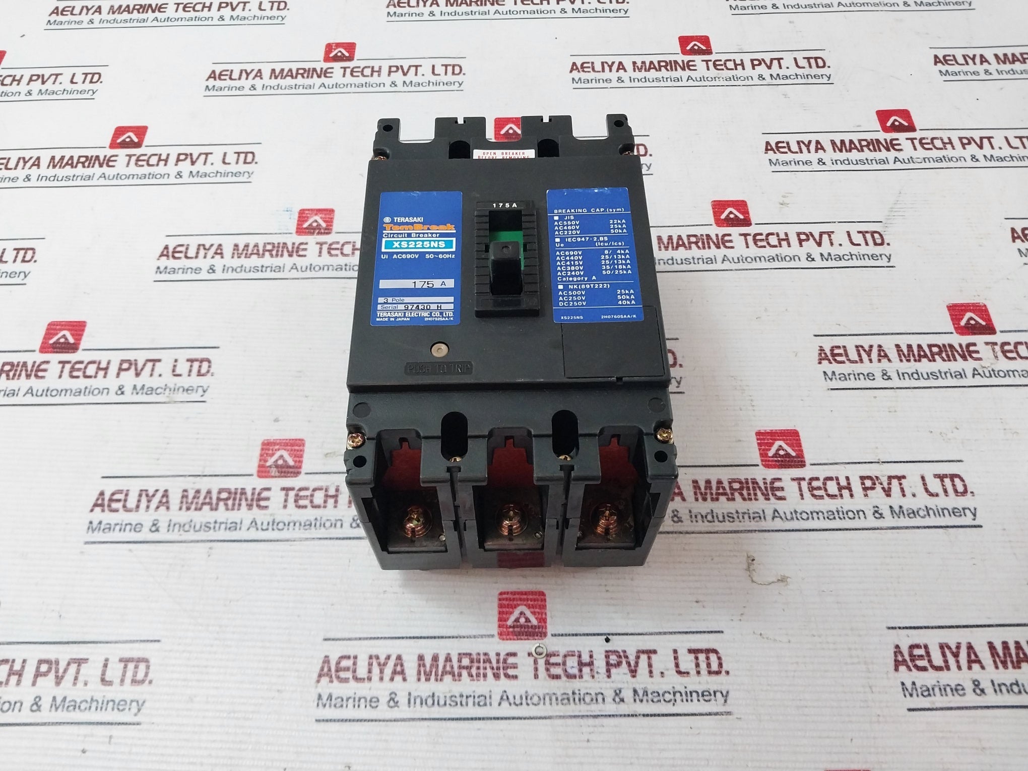 Terasaki Xs225Ns 3 Pole Circuit Breaker 175A Ac690V 50/60Hz