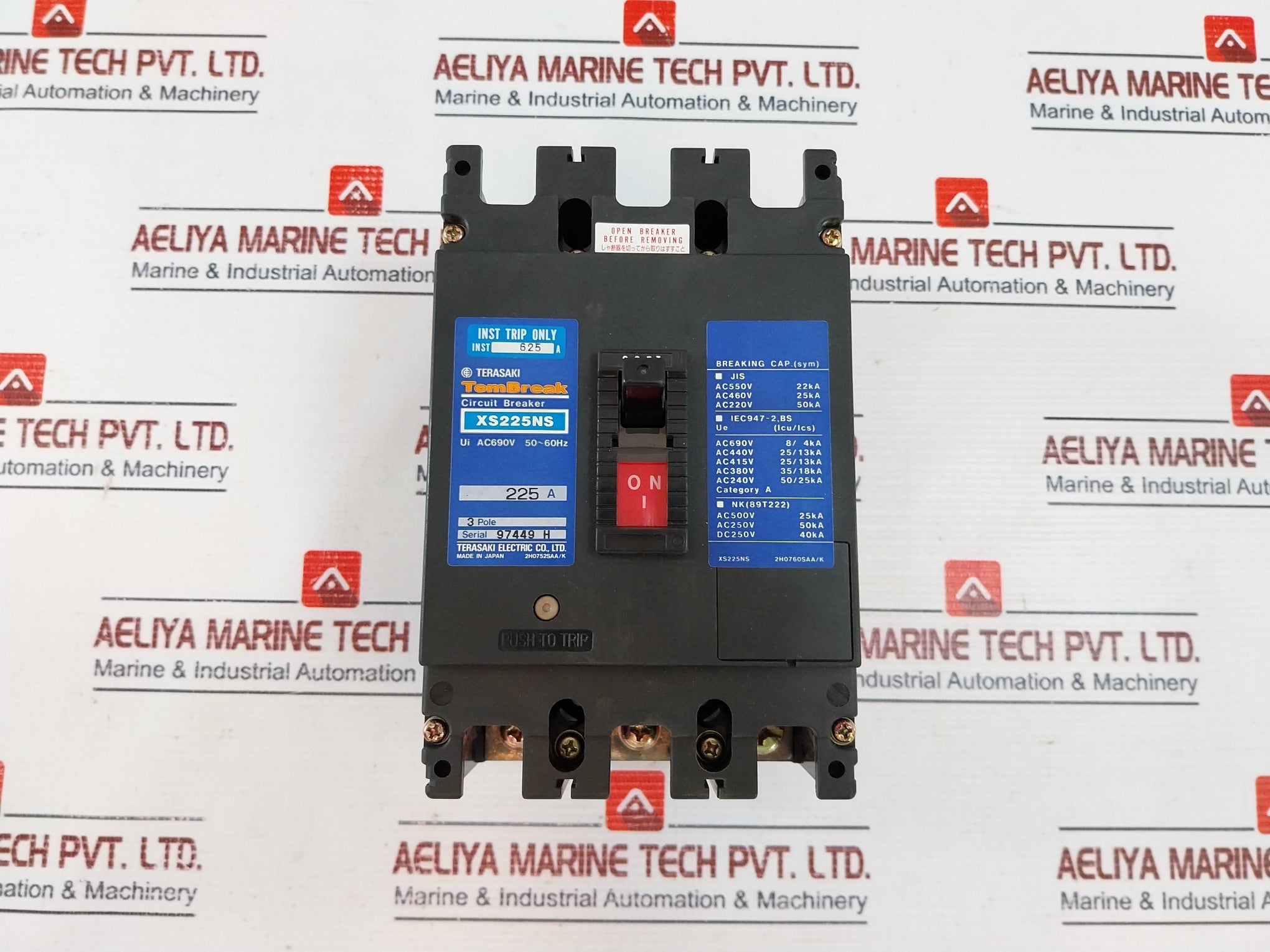 Terasaki Xs225Ns 3-pole Circuit Breaker 225A Ac690V 50~60Hz