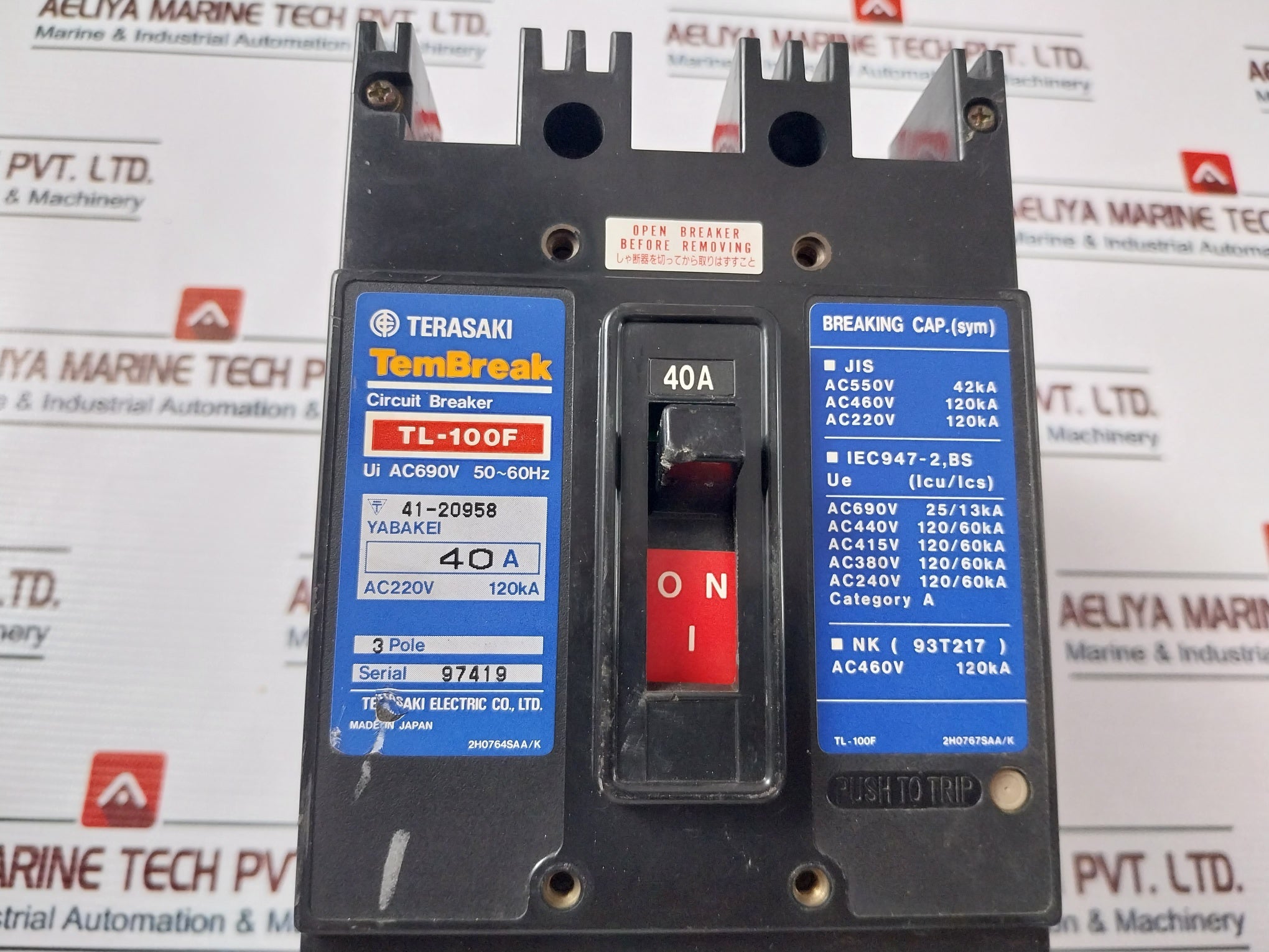 Terasaki Tl-100F Tembreak Circuit Breaker 3 Pole 200-480V 50/60Hz