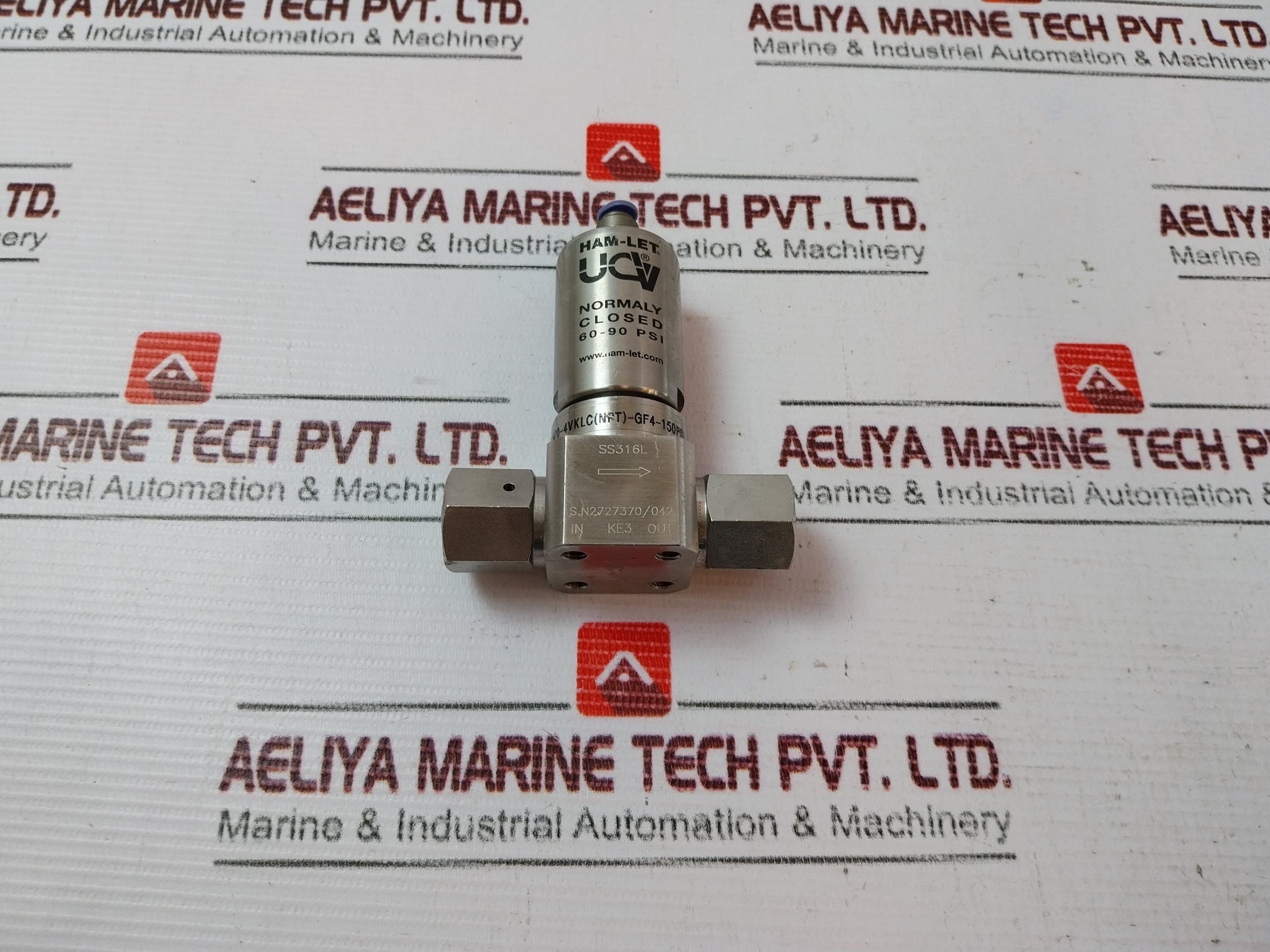Ham-let Hm20-4Vklc(Npt)-gf4-150Psi Shut Off Valve 60-90 Psi