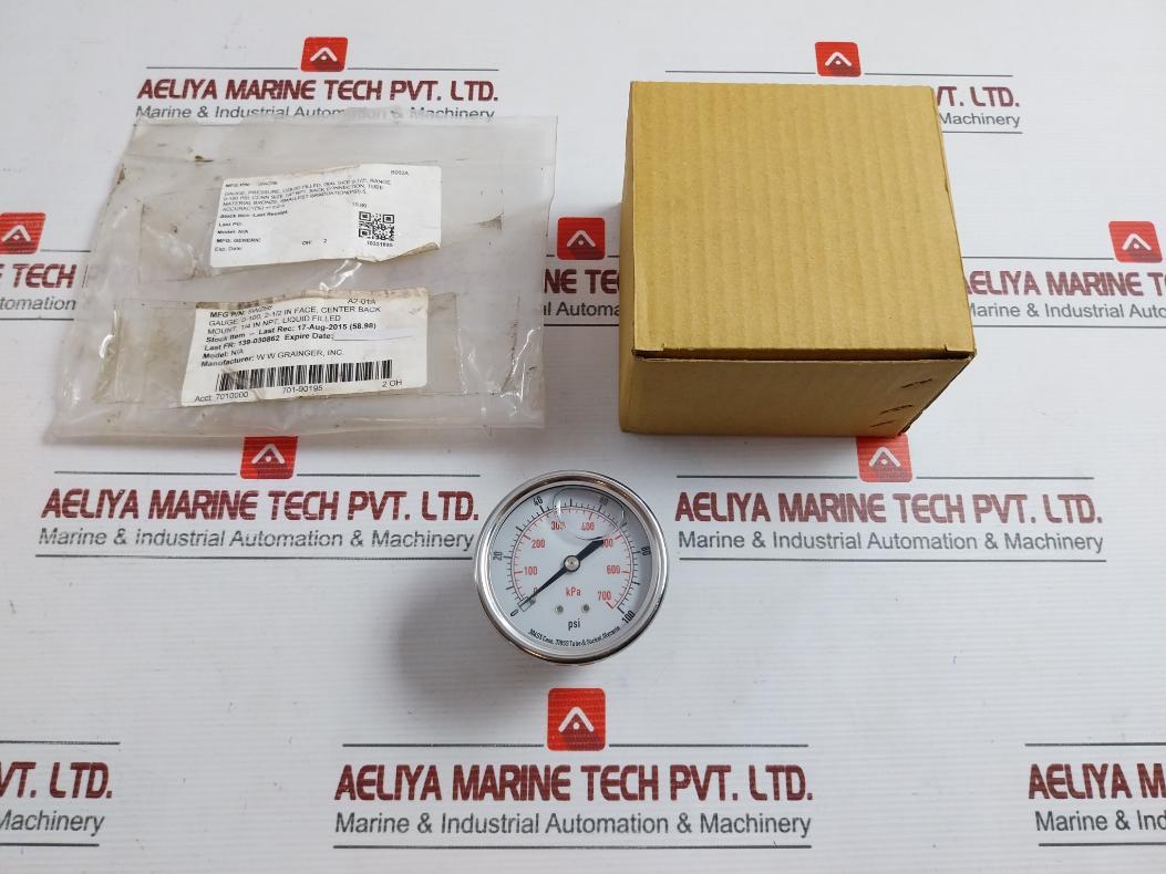 Liquid Filled Pressure Gauge Grainger 4Cfr6A  0-100Psi