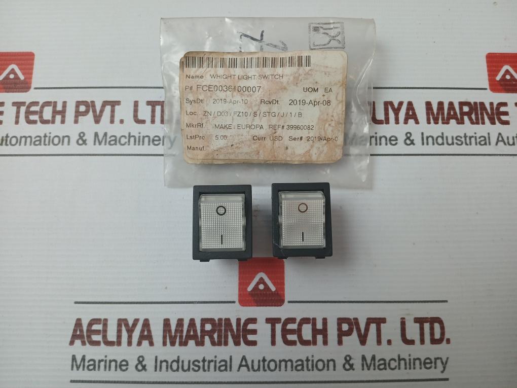 Lot Of 2X Europa White Light Rocker Switch 250Vac T120/55