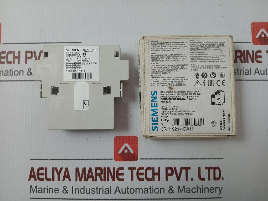 Siemens Auxiliary Switch Block Ui-500V 3Rh1921-1Da11