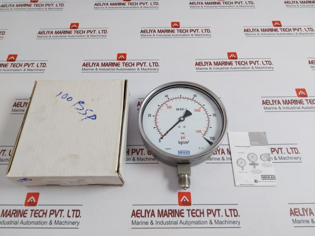 230.20.160 Pressure Gauge 100 Kg/Cm2 & Psi 1/2 Bsp Bottom Brand Wika