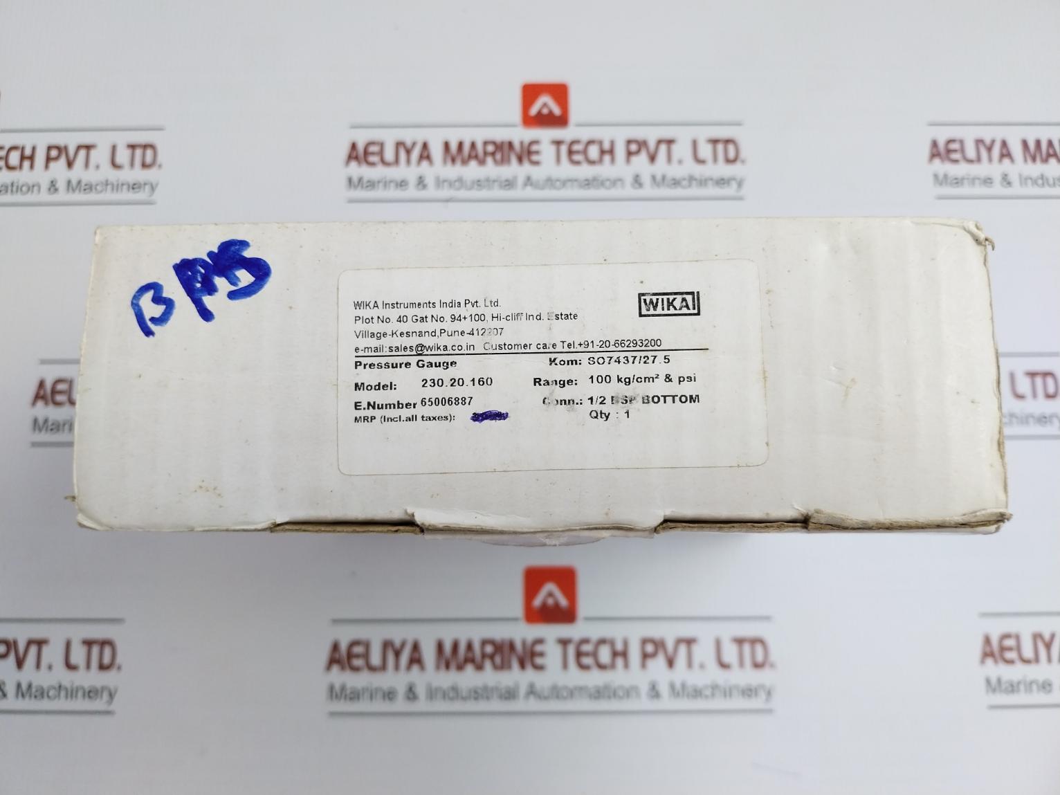 230.20.160 Pressure Gauge 100 Kg/Cm2 & Psi 1/2 Bsp Bottom Brand Wika