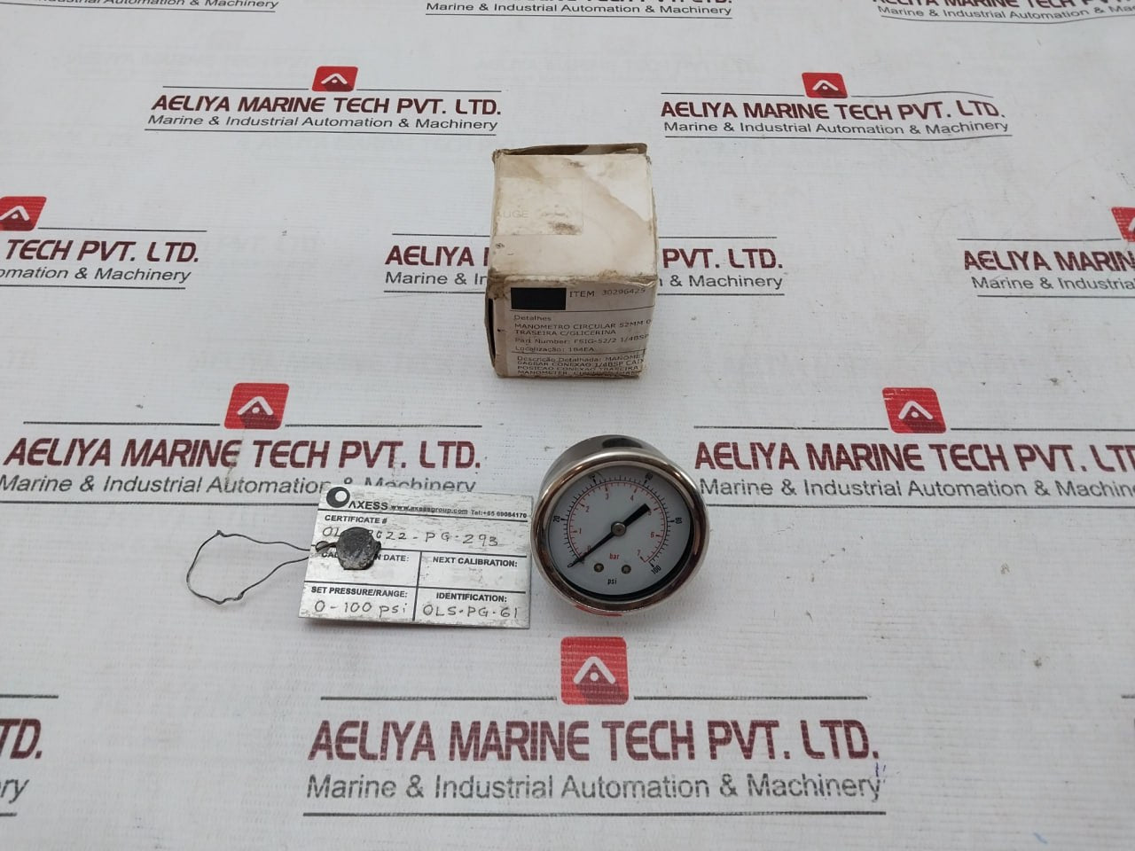 30296425 Dial Pressure Gauge 0-100 Psi 0 To 6 Bar