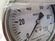 Wika En 837-3 Pressure Gauge 0 To 100 Mbar