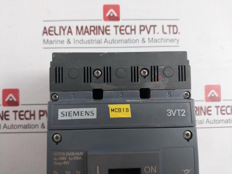 3vt2725-2aa36-0aa0 3 Pole Circuit Breaker By Siemens 690v- 10ka 5ka 50/60hz