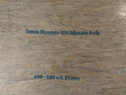 400-500 X 0.01 Mm Outside Micrometer With Adjustable Anvil Set 0.01Mm 475Mm