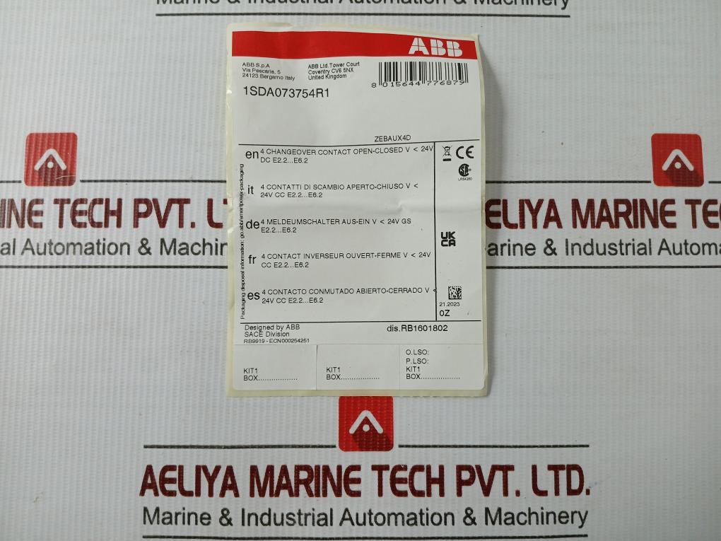 4 Open-Closed Exchange Contact By Abb 24v Dc 1sda073754r1