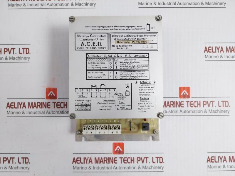 4a 250v 50/60hz Rotating Diode Fault Detector P5 190 0400 By A.C.E.O