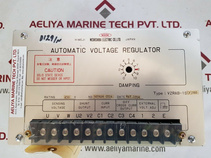 Nishishiba electric vzrab-1sp sgs automatic voltage regulator
