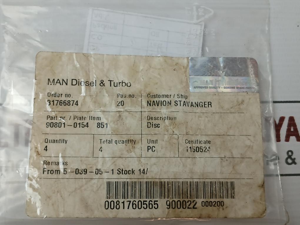 90801-0154 851 Man Diesel & Turbo Disc