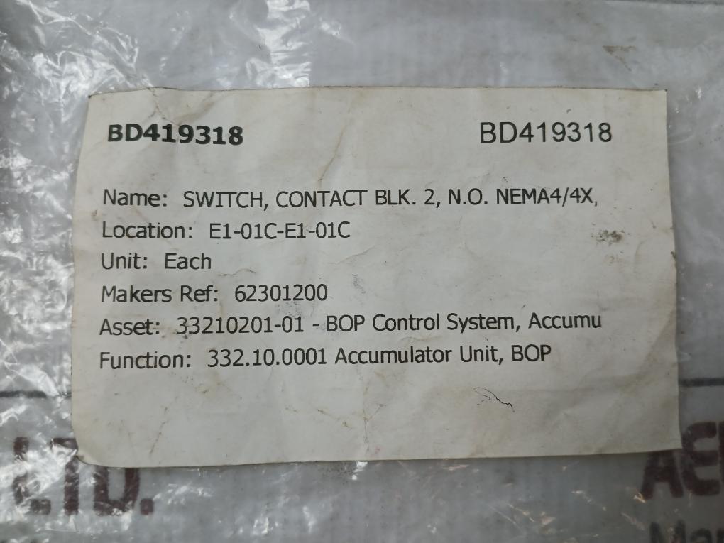 Allen-bradley 800T-xa2 Switch Contact Blk. 2, N.O. Nema 4/4X
