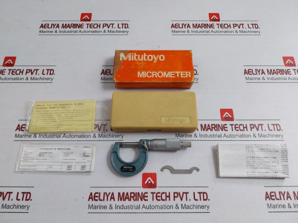 Analog Outside Micrometer Set 20c M110-1" Mitutoyo 103-177