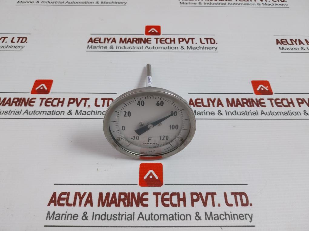 Ashcroft -20 To 120 F Dial Thermometer Dial Size:80 Mm - 150 Gm