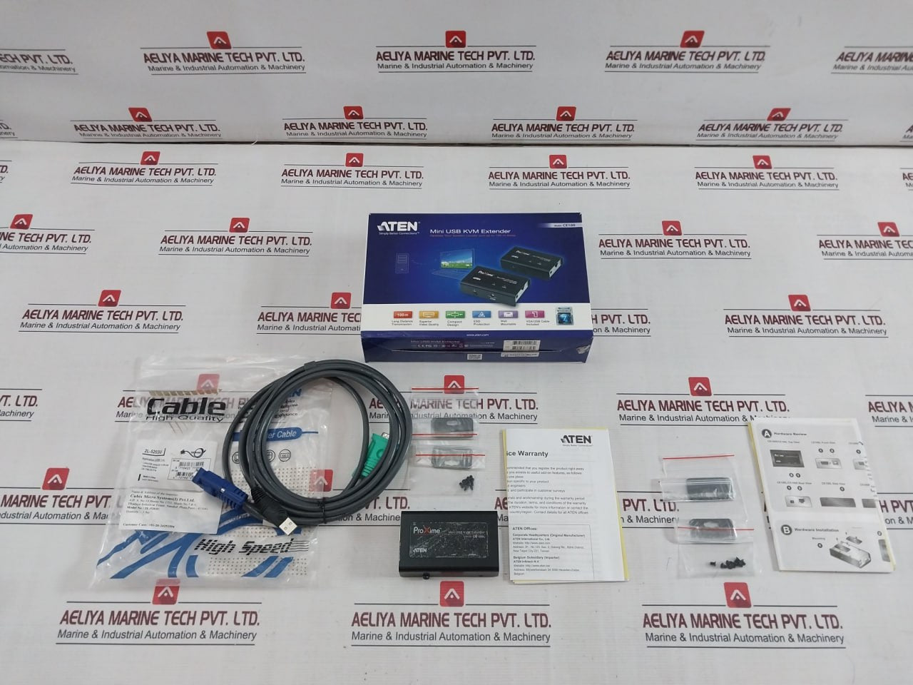 Aten Ce100L Mini Usb Kvm Extender Set With Cable & Kvm Switch Ce100 2L-5203U