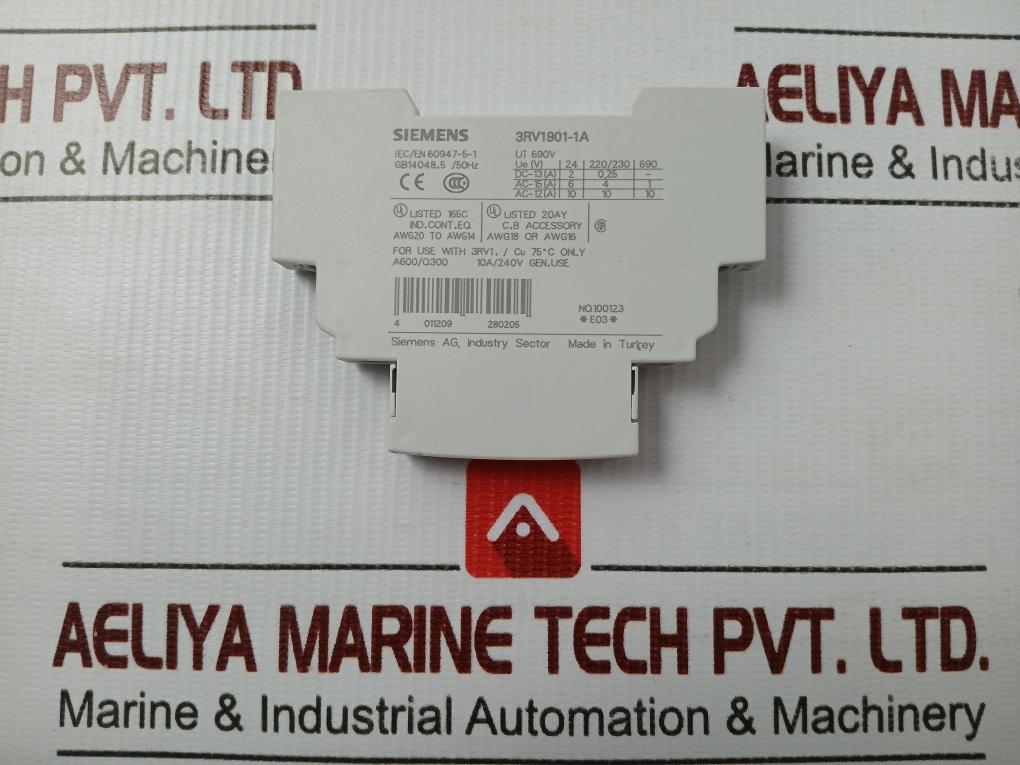 Auxiliary Contact Block 10a/240v By Siemens 3rv1901-1a