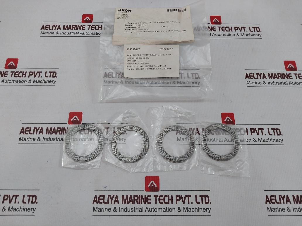 Axon 40050-14-01 Thrust Roller Bearing 1.752 Id X 2.49 Od X .0781 Tk