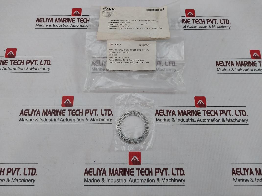 Axon 40050-14-01 Thrust Roller Bearing 1.752 Id X 2.49 Od X .0781 Tk