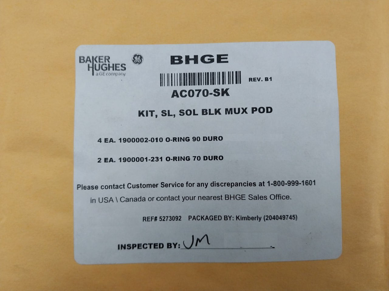 Baker Hughes Ac070-sk Seal Kit O-ring 90 &amp; 70 Duro Mux Pod Rev B1