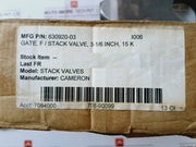Cameron 630920-03 Gate For Stack Valve 3-1/16 Inch Rev 01 15,000 Psi