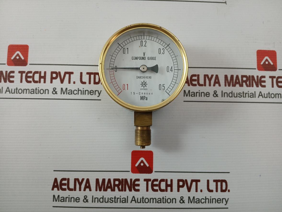 Daiichi Keiki 15-c09064 Compound Gauge -0.1 To 0.5 Mpa