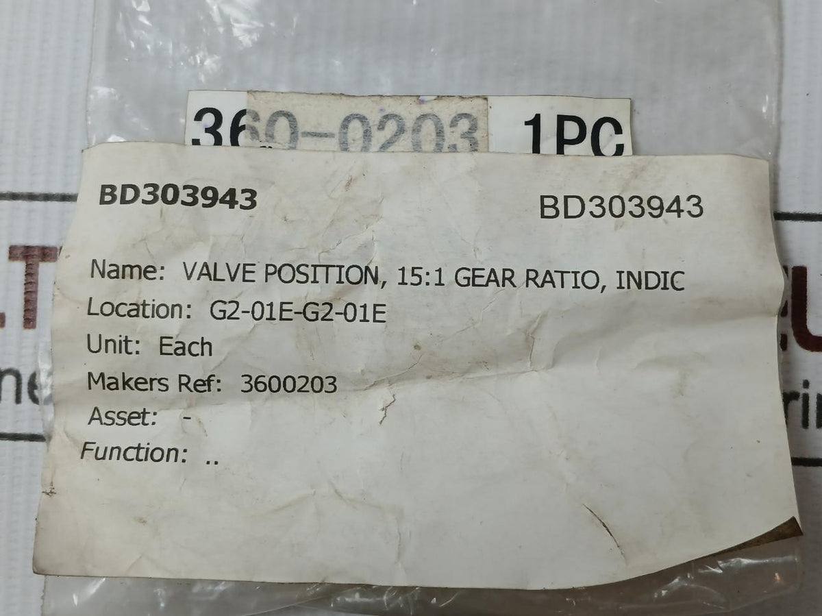 Damcos 3600203 15:1 Gear Ratio Valve Position Indicator (Vpi)