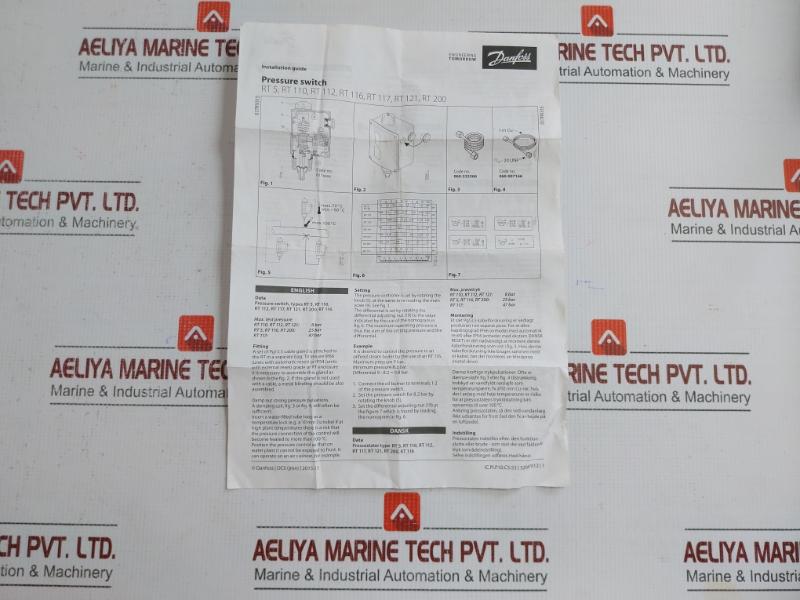Danfoss Pressure Switch Range:0.2-6bar Rt 200