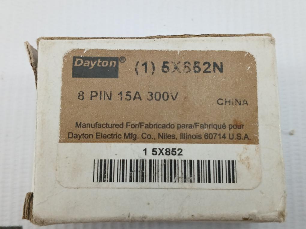 8 Pin Octal Relay Socket 15a 300v Part No. 5x852n Dayton