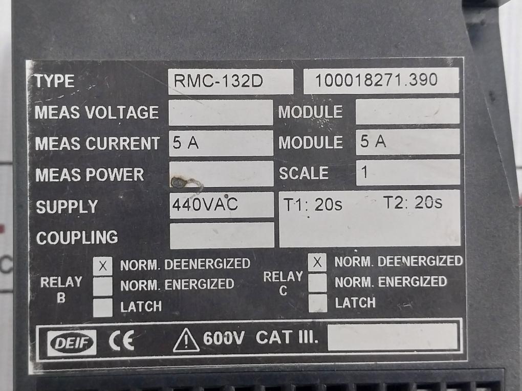 Deif Double Over Current Relay 5a 440v Rmc-132d