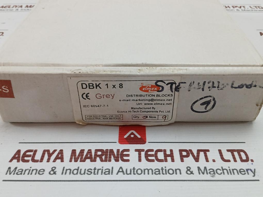 Distribution Block Dbk 1X8 Brand Elmex 800V 57A - 240 GM (1 Box = 9 Pcs)