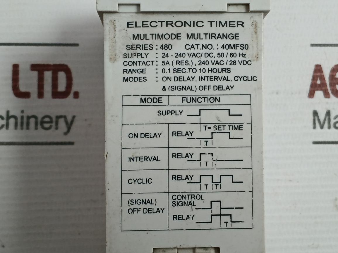 Electronic Timer Series-480 0.1 Sec To 10 Hours 40Mfs0 Brand Gic