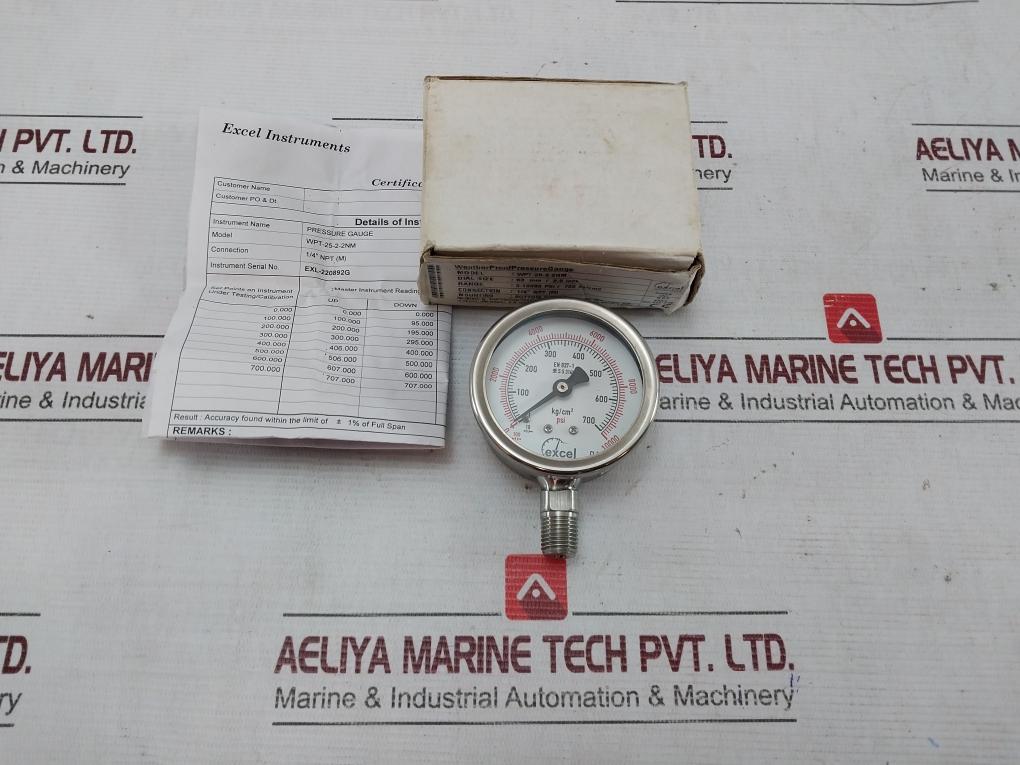 Excel En 837-1 Wpt-25-2-2Nm Digital Pressure Gauge 0-10000 Psi