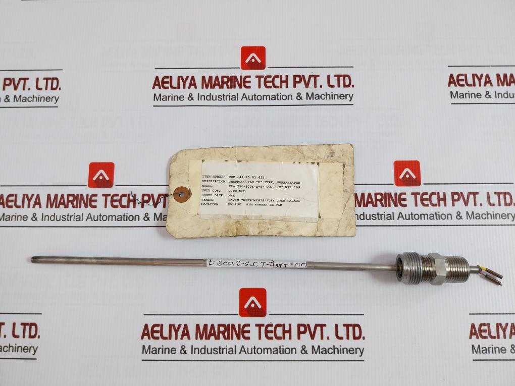 F9-.250-600k-A=8"-Ug, 1/2" Npt Con Thermocouple "K" Type, Superheater