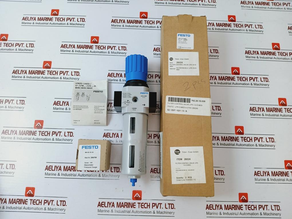 Festo Lfr-d-midi Filter Regulator Unit With Pressure Gauge 16Bar/230 Psi/1,6 Mpa