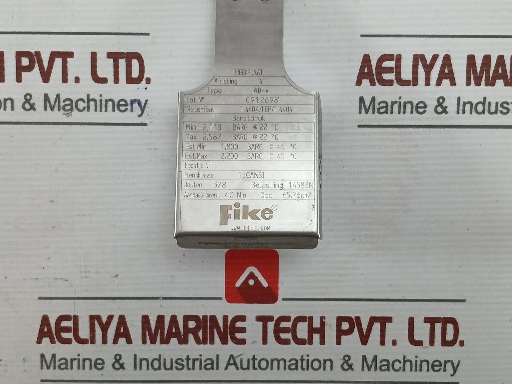 Ad-v Breaking Plate Size:4” Brand Fike New Condition