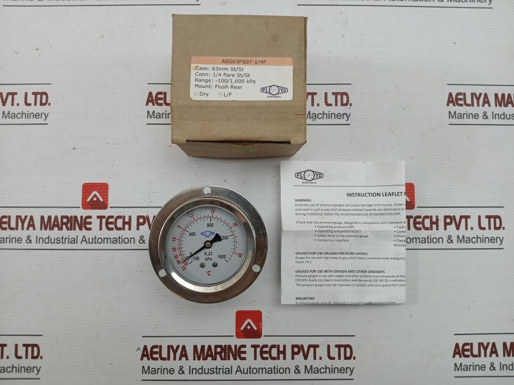 Pressure Gauge -100/1,600 Kpa Floyd Australia Asg63fs07-1/4f