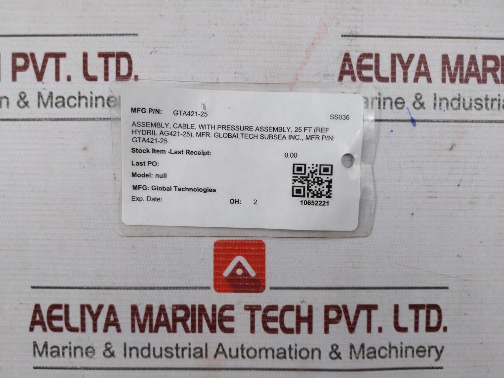 Global Technologies Gta421-25 Cable With Pressure Assembly 25Ft 8 Meter