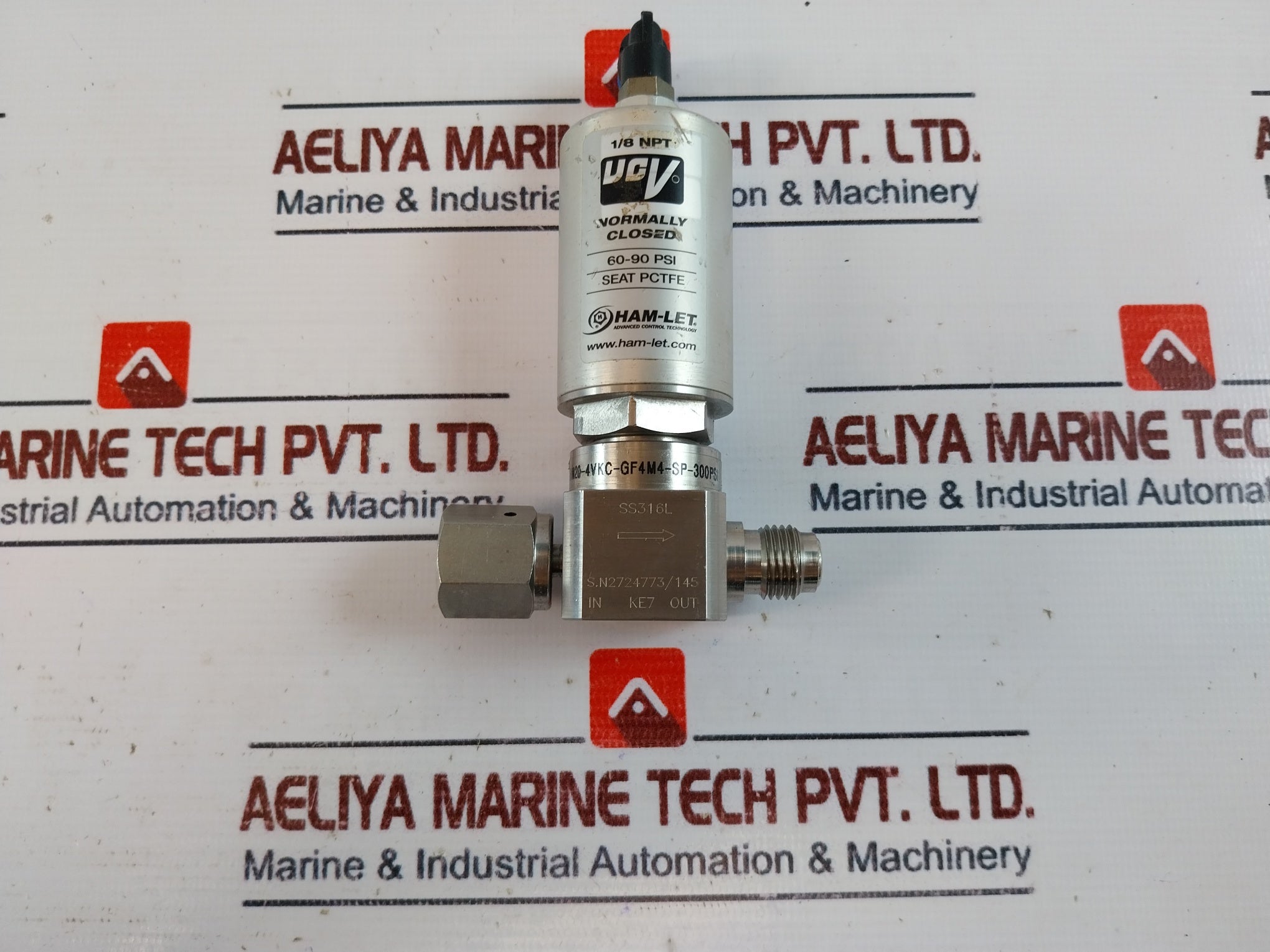 Ham-let Hm20-4Vkc-gf4M4-sp-300Psi Pneumatic Diaphragm Valve Ss316L 60-90 Psi