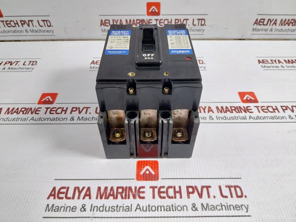 Hbh-103 20a Molded Case Circuit Breaker By Hyundai Ac440v Pole 3(Cosmetic Marks)