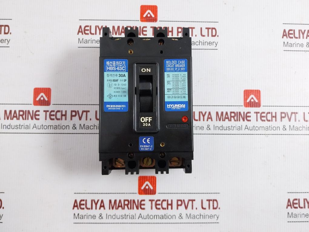 Hbs-63C-3-pole-Molded-Case-Circuit-Breaker-30A-660V-Hyundai-208472-1