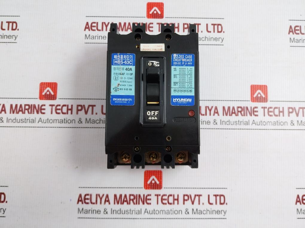 Hbs-63c 3p Molded Case Circuit Breaker Brand Hyundai 660v