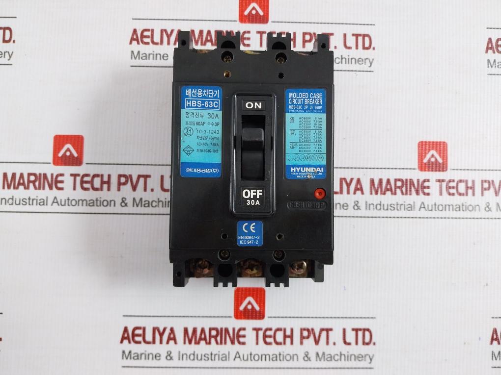 Hbs-63c 3p Molded Case Circuit Breaker By Hyundai 660v 30a